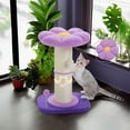 thumbnail image 1 of Pefilos 23" Cat Scratching Post, Small Cat Scratcher Tree for Indoor Cats with Removable Flower Cat Bed, Cat Tree Tower with Spring Ball, Purple, 1 of 7