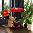 thumbnail image 1 of Pefilos 23" Cat Scratching Post, Small Cat Scratcher Tree for Indoor Cats with Removable Flower Cat Bed, Cat Tree Tower with Spring Ball, Red, 1 of 7