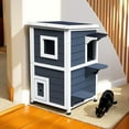 thumbnail image 1 of Pefilos 32" Outdoor Wooden Cat House with Escape Door, Opening Roof, Outside 2-Story Feral Cat Shelter, Indoor Kitty Condo, Dark Gray, 1 of 9