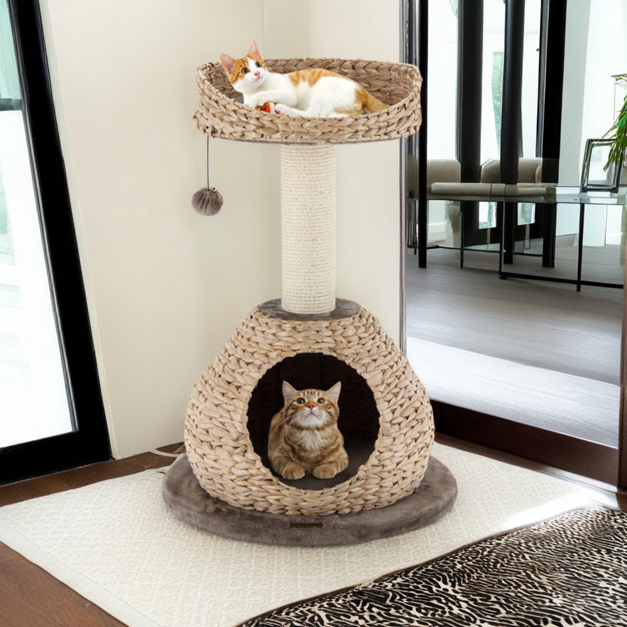 Pefilos 28" Modern Cat Tree Tower for Indoor Cats with Natural Sisal Scratching Posts, Hand-Woven Condo and Top Perch for Kittens Climb Play, Rest, Brown Pefilos 28" Modern Cat Tree Tower for Indoor Cats with Natural Sisal Scratching Posts, Hand-Woven Condo and Top Perch for Kittens Climb Play, Rest, Brown
