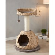 Pefilos 28" Modern Cat Tree Tower for Indoor Cats with Natural Sisal Scratching Posts, Hand-Woven Condo and Top Perch for Kittens Climb Play, Rest, Brown