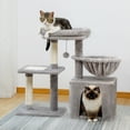 thumbnail image 1 of Pefilos 28" Wooden Cat Tree Tower for Indoor Cats, Cat Condo for with Spacious Perch, Fully Wrapped Scratching Sisal Posts, Gray, 1 of 23
