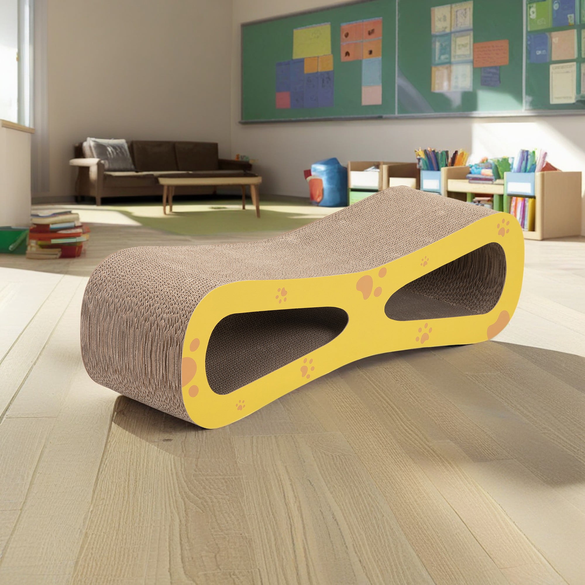Pefilos 29" 2 in 1 Cardboard Cat Scratcher Lounge Bed, Cat Scratching Pad Board, Cat Scratch Toy with Catnip, Brown Pefilos 29" 2 in 1 Cardboard Cat Scratcher Lounge Bed, Cat Scratching Pad Board, Cat Scratch Toy with Catnip, Brown