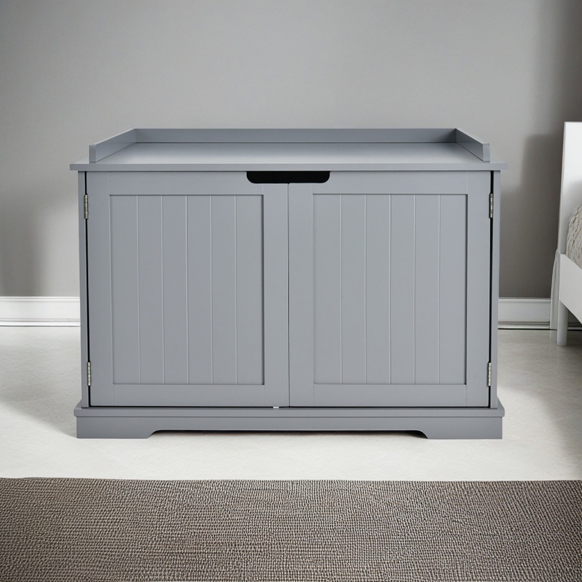 Pefilos 29" Cat Litter Box Enclosure with Double Doors for Large Cat and Kitty, Hidden Cat House Washroom Furniture, Gray Pefilos 29" Cat Litter Box Enclosure with Double Doors for Large Cat and Kitty, Hidden Cat House Washroom Furniture, Gray
