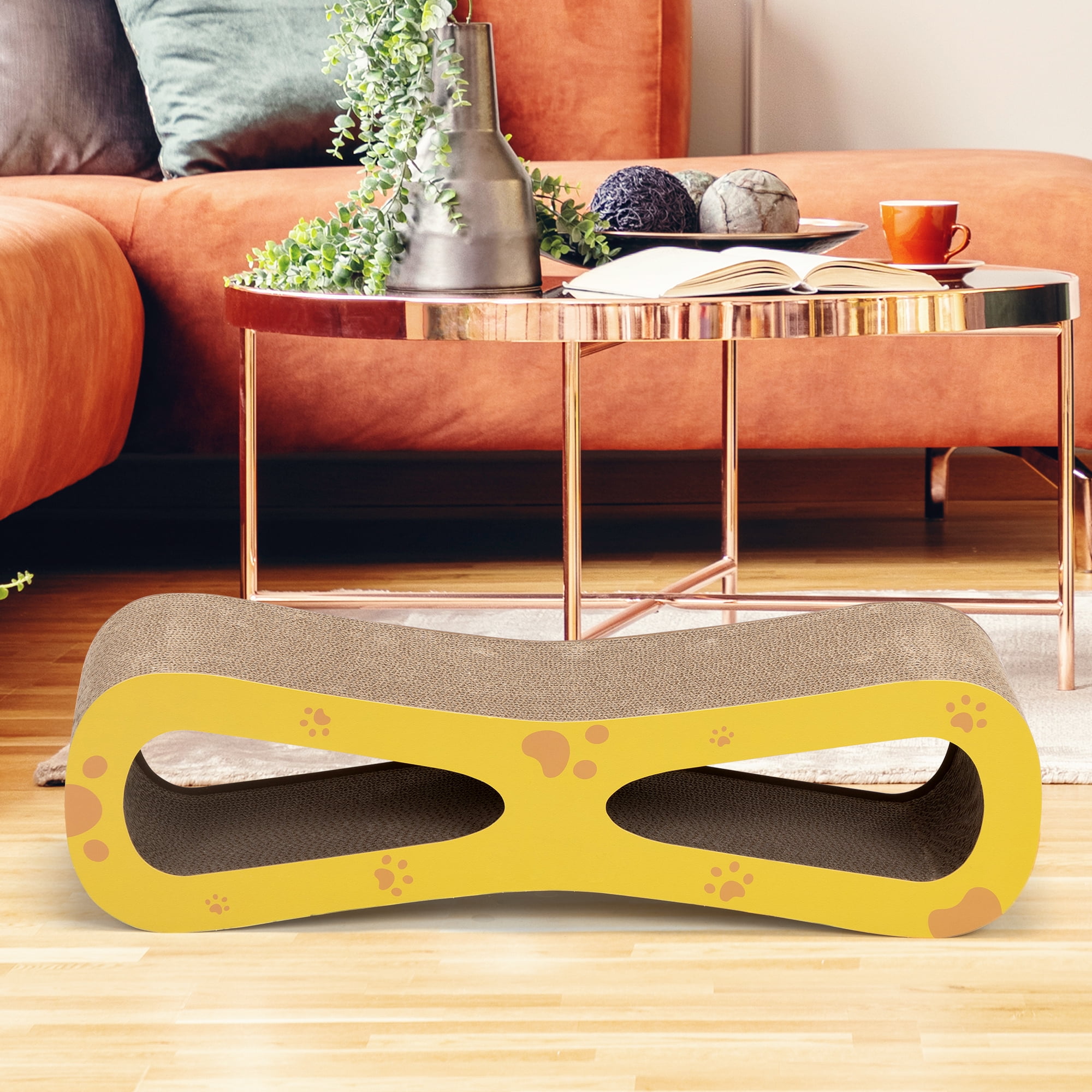 Pefilos 29" Cat Scratcher Lounge, Reversible Infinity Scratch Made from Recycled Corrugated Cardboard, Cat Scratching Bed, Beige Pefilos 29" Cat Scratcher Lounge, Reversible Infinity Scratch Made from Recycled Corrugated Cardboard, Cat Scratching Bed, Beige
