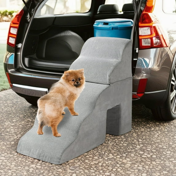 Pefilos 29" Pets Cat Dog Stairs for Beds, 5 Step Pet Steps Couch Stool for Small Dogs, Kitten Ladder Ramp, Gray