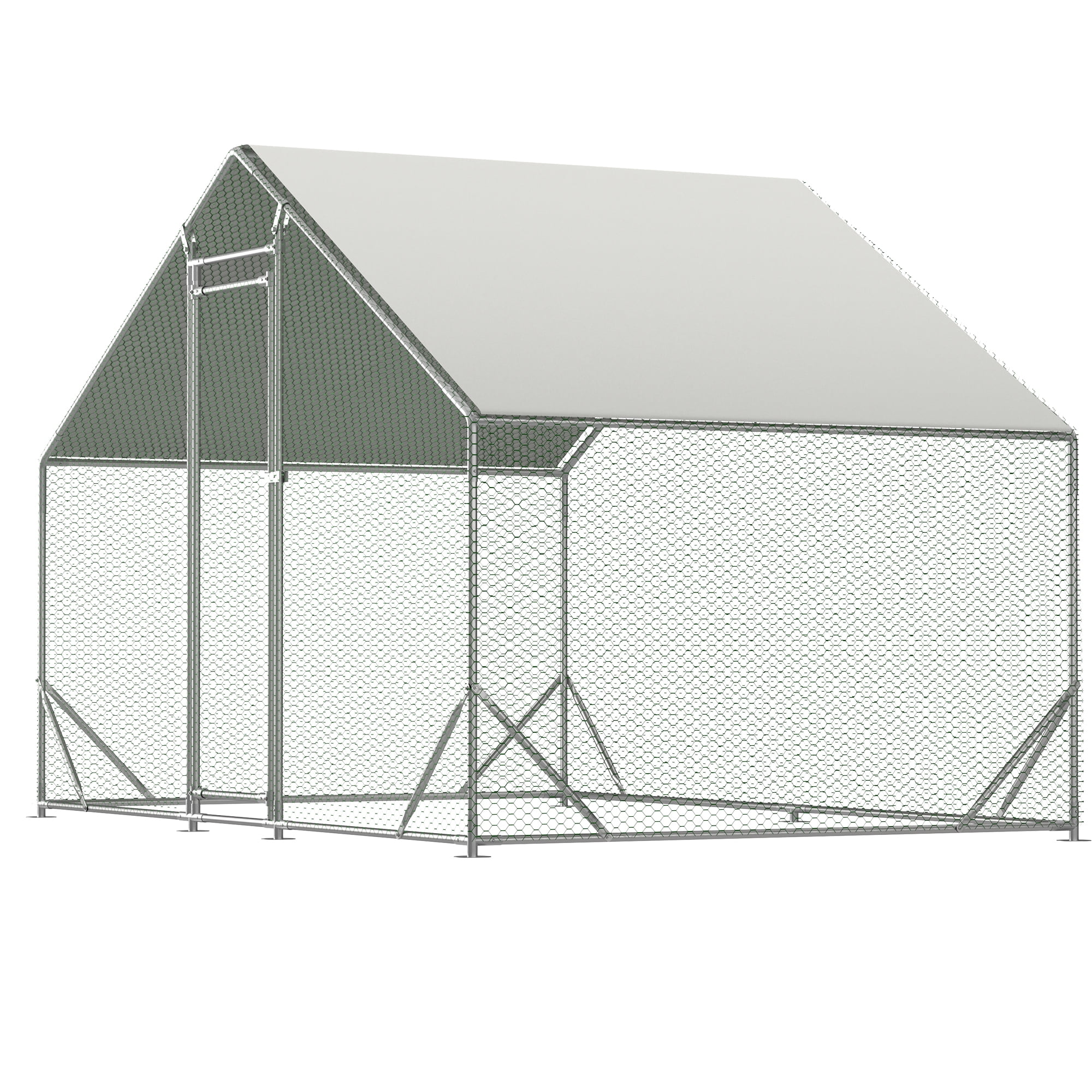 Pefilos 3-Supporting Wire Mesh Chicken Run, Large Metal Chicken Coop, Chicken Pen with Water-Resident and Anti-UV Cover, Duck Rabbit House Dog Kennels Outdoor, Silver Pefilos 3-Supporting Wire Mesh Chicken Run, Large Metal Chicken Coop, Chicken Pen with Water-Resident and Anti-UV Cover, Duck Rabbit House Dog Kennels Outdoor, Silver