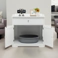 thumbnail image 1 of Pefilos 30" Cat Litter Box Furniture with Drawer, Cat Washroom Hidden Litter Box Enclosure, Indoor Wood Cat House Cabinet, White, 1 of 7