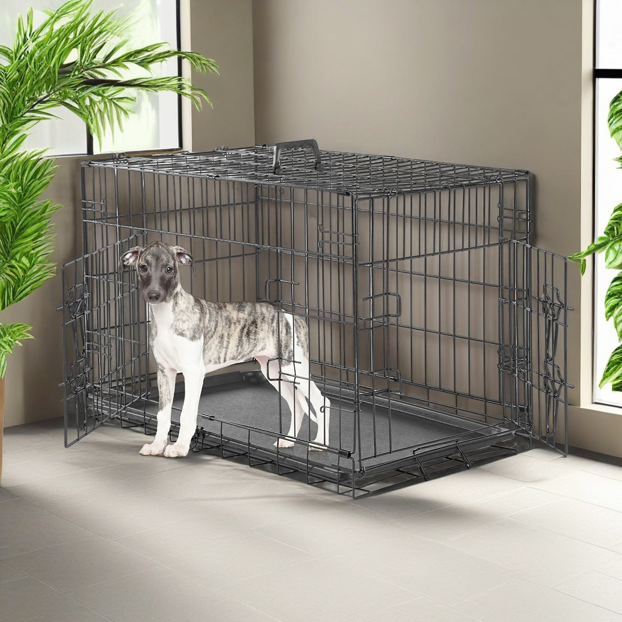 Pefilos 30" Dog Crates for Large Dogs Folding Mental Wire Pet Cage Outdoor and Indoor Dog Kennels with Double-Door, Divider Panel, Removable Tray, Black Pefilos 30" Dog Crates for Large Dogs Folding Mental Wire Pet Cage Outdoor and Indoor Dog Kennels with Double-Door, Divider Panel, Removable Tray, Black