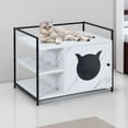thumbnail image 1 of Pefilos 30" Hidden Cat Litter Box Enclosed Furniture, Indoor Wood Cat House with Iron Sturdy Structure, White, 1 of 8