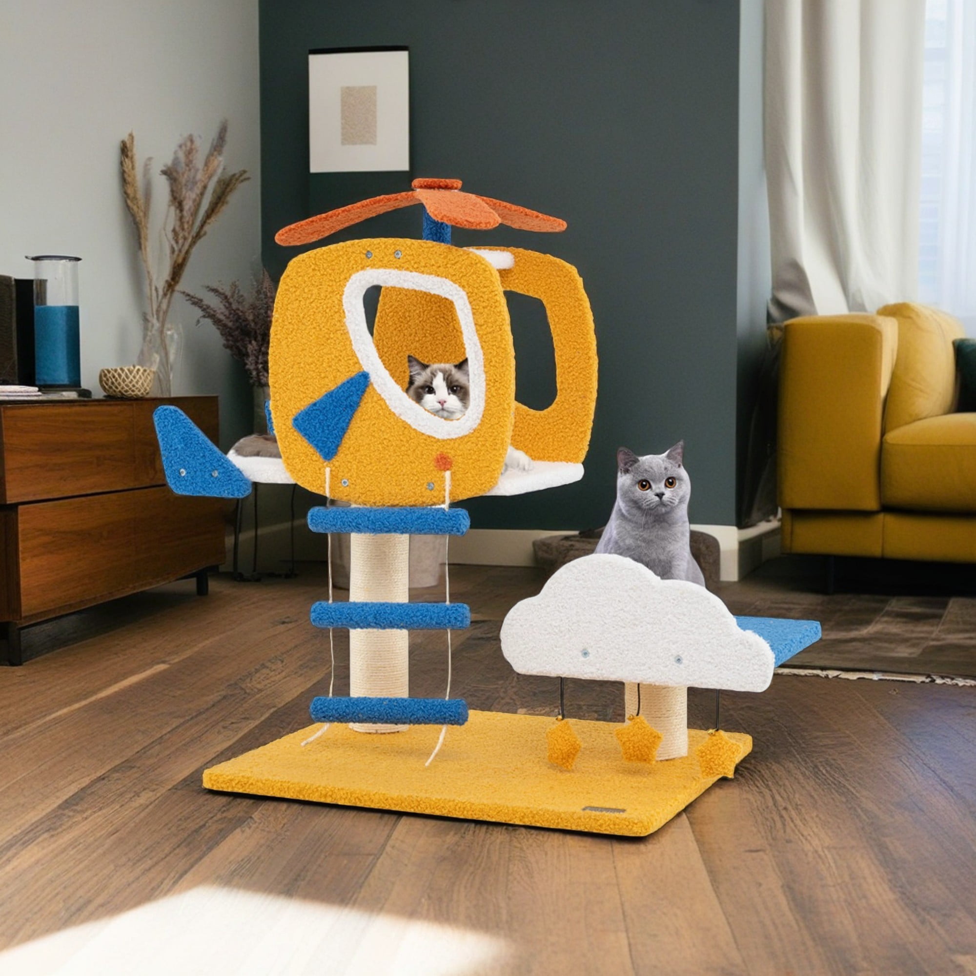 Pefilos 30" Small Cat Tree Tower Condo with Scratching Posts and Platform, Aviation-themed Cat Activity Center Play for Kittens, Multicolor Pefilos 30" Small Cat Tree Tower Condo with Scratching Posts and Platform, Aviation-themed Cat Activity Center Play for Kittens, Multicolor