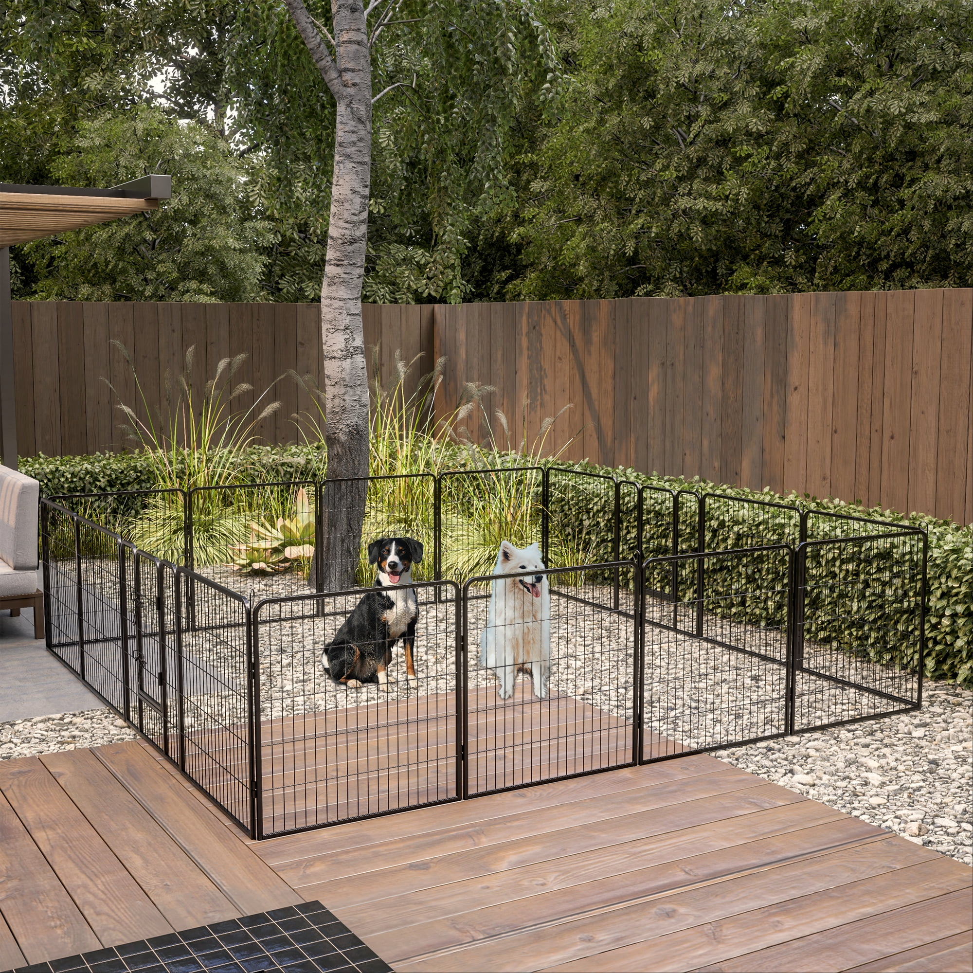 Pefilos 31.5"x31.5" Heavy Duty Metal Pet Playpen Portable Outdoor Folding 16-Panel Large Indoor Metal Puppy Dog Run Fence 2 Doors, Black Pefilos 31.5"x31.5" Heavy Duty Metal Pet Playpen Portable Outdoor Folding 16-Panel Large Indoor Metal Puppy Dog Run Fence 2 Doors, Black