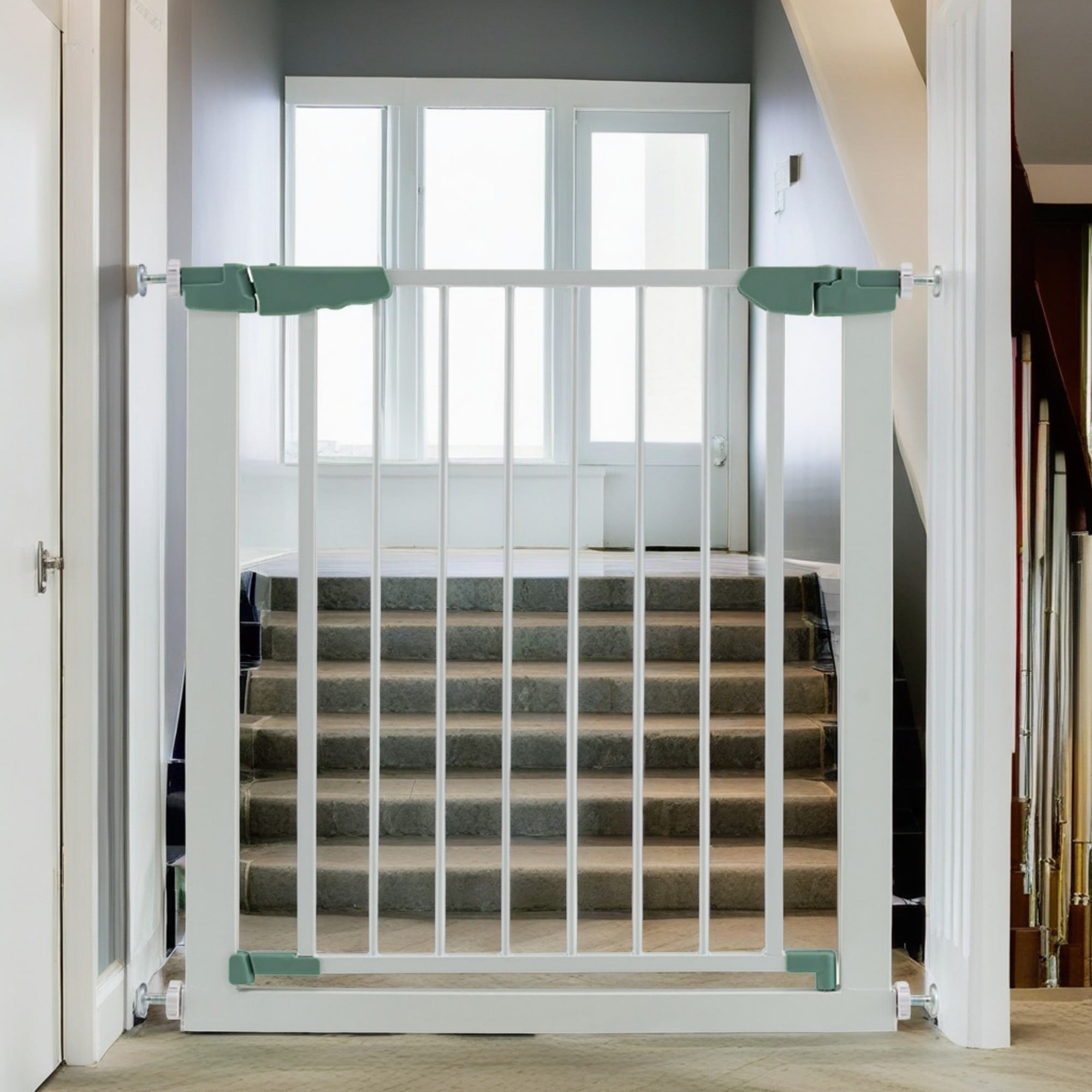 Pefilos 31" Freestanding Dog Gate, Extra Wide Pressure Mounted Metal