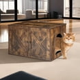 thumbnail image 1 of Pefilos 31" Hidden Cat Litter Box Enclosure Furniture with Divider, Decorative Wood Cat House Crate Kitty Washroom, Brown, 1 of 8