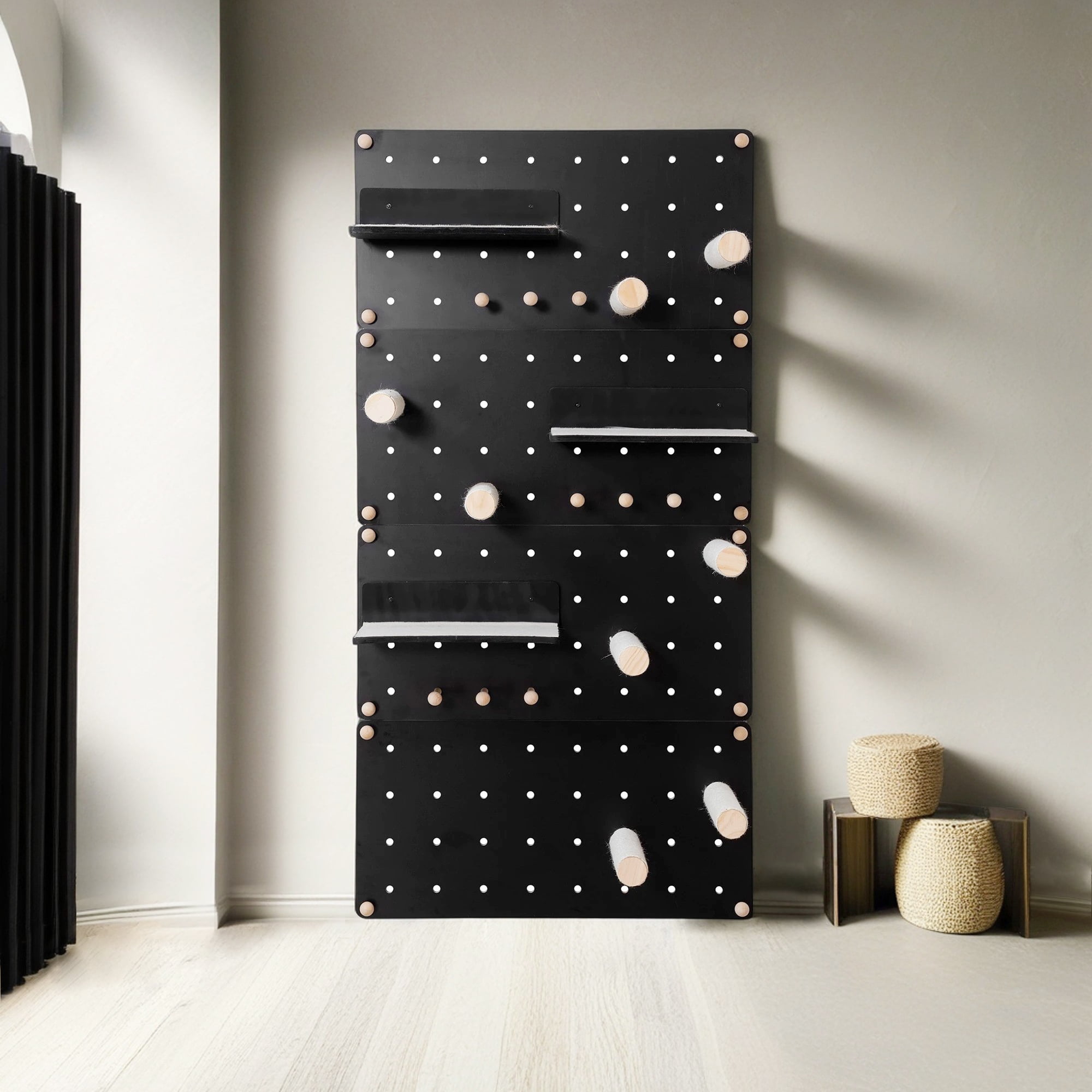 Pefilos 31" Indoor Wall-Mounted Cat Shelves and Perches, Floating Cat Tree Tower on Pegboard, Cat Sleeping Playing Lounging Climbing Set, Black Pefilos 31" Indoor Wall-Mounted Cat Shelves and Perches, Floating Cat Tree Tower on Pegboard, Cat Sleeping Playing Lounging Climbing Set, Black