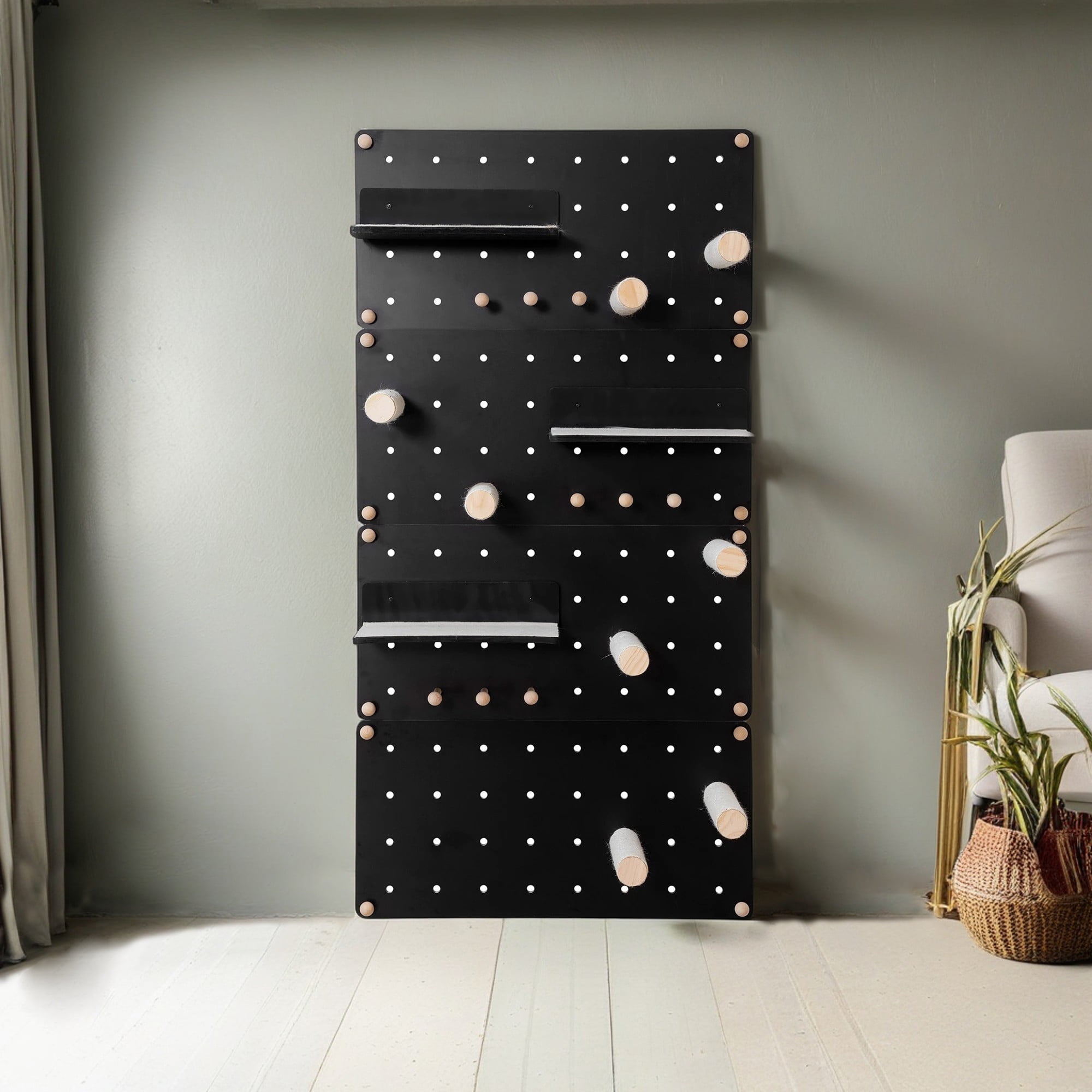 Pefilos 31" Wall-Mounted Cat Shelves and Steps Set, Mounted Cat Tree Tower for Adult Cats, Indoor Cat Sleeping Playing Lounging Climbing Furniture, Black Pefilos 31" Wall-Mounted Cat Shelves and Steps Set, Mounted Cat Tree Tower for Adult Cats, Indoor Cat Sleeping Playing Lounging Climbing Furniture, Black