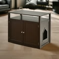 thumbnail image 1 of Pefilos 31" Wooden Hidden Cat Litter Box Enclosure Furniture, Cat Washroom with Storage Layer, Cat House for Large Cats, Brown, 1 of 8