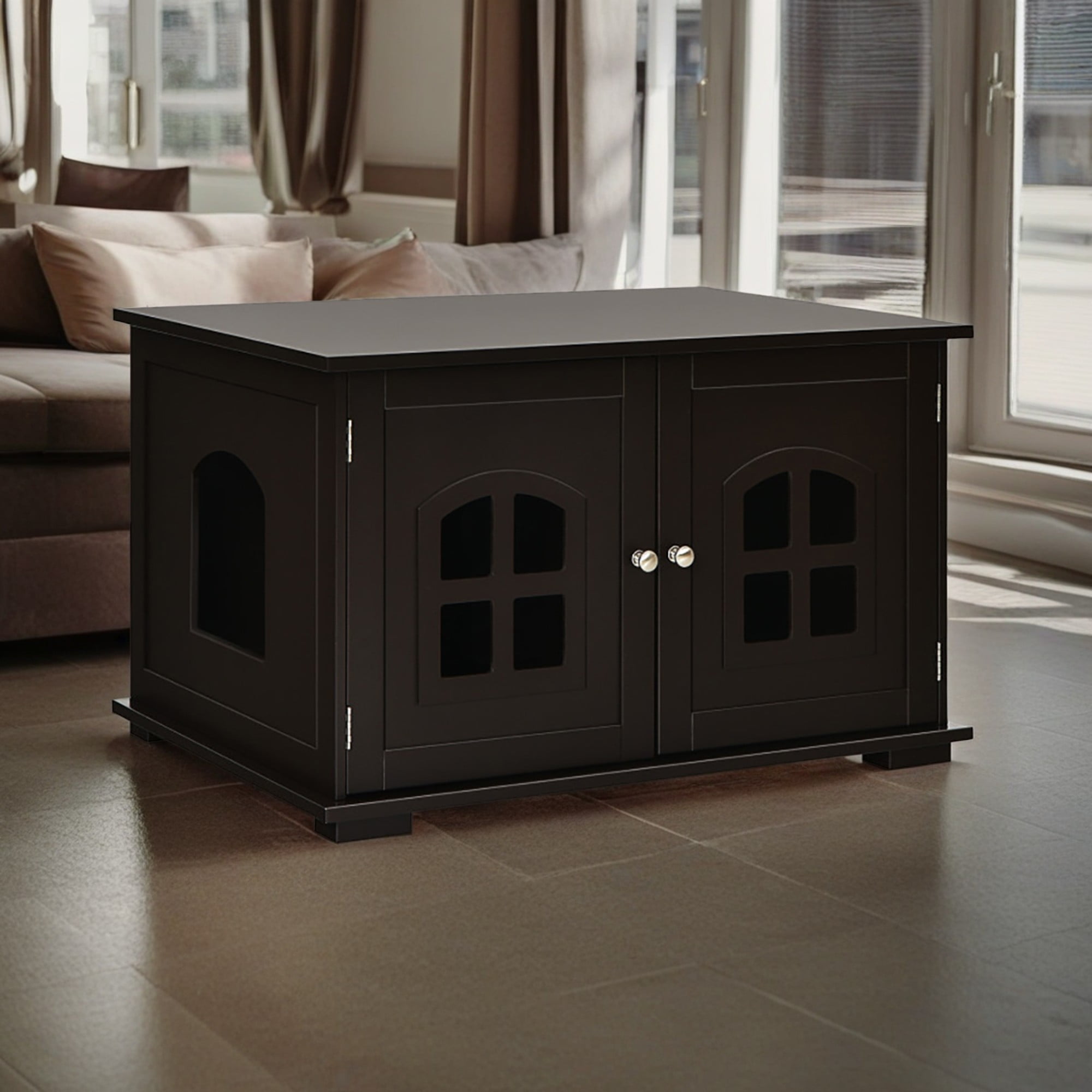 Pefilos 32" Cat Litter Box Enclosure Furniture, Cat Washroom, Hidden Litter Box Cover, Hideaway Cat House, Brown Pefilos 32" Cat Litter Box Enclosure Furniture, Cat Washroom, Hidden Litter Box Cover, Hideaway Cat House, Brown