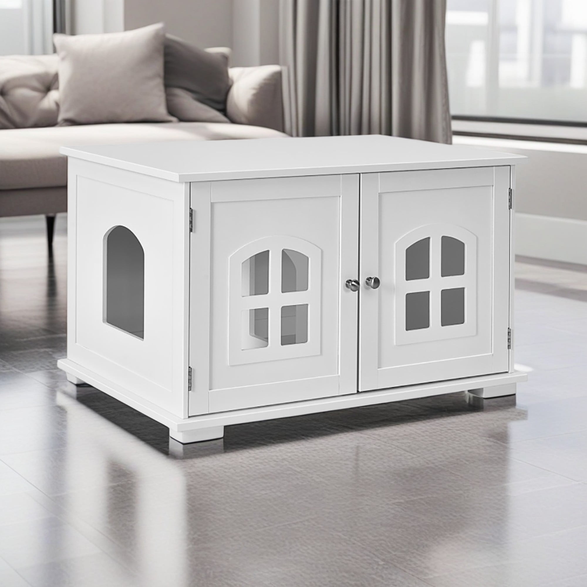 TRIXIE XL Cat Litter Box Enclosure Hidden Litter Indoor Cat Furniture Pet Home Side Table White Walmart