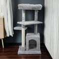 thumbnail image 1 of Pefilos 32" Cat Scratching Post, Christmas Tree Cat Scratcher Post for Indoor Cats, Small Kitten Claw Cat Tree with 3 Posts, Gray, 1 of 12