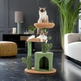 thumbnail image 1 of Pefilos 32 Inches Cactus Cat Tree for Indoor Cat Tower with Cat Condo for Multiple Cats, Plush Perches, Sisal Scratching Post and Fluffy Balls for Small and Medium Cats, Green, 1 of 9