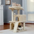 thumbnail image 1 of Pefilos 33" Cat Tree Tower for Indoor Cats, Cat Condo with Sisal Scratching Posts, Scratching Board, Plush Perch, Kitty Kitten Play House, Beige, 1 of 11