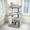 thumbnail image 1 of Pefilos 33" Cat Tree for Small Indoor Cats, Plush Cat Tower with Large Cat Condo, Perch and Sisal Cat Scratching Post for Kittens, Gray, 1 of 7