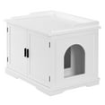 thumbnail image 1 of Pefilos 33" Cat Washroom Storage Bench Cat Litter Box Enclosure Cabinet Large Wooden Indoor Cat Cabinet Furniture Side Table Cat House Litter Box Cover, White, 1 of 5
