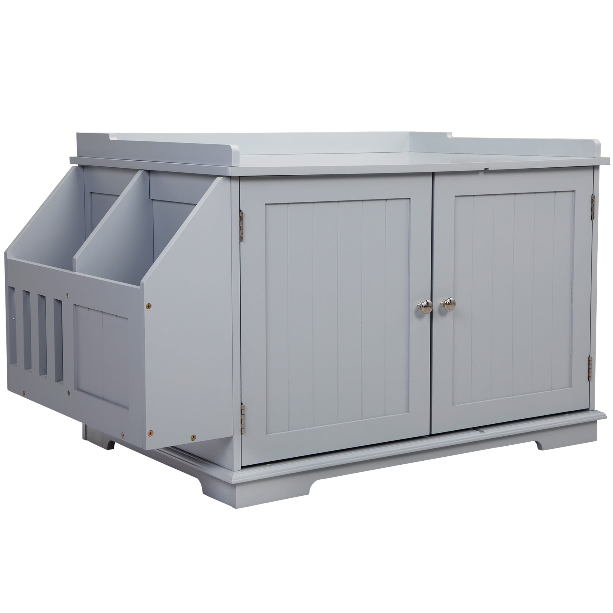Pefilos 33" Large Cat Litter Box Enclosure Furniture, Wooden Washroom Cat House for Living Room, Bedroom, Bathroom with Magazine Rack, Gray Pefilos 33" Large Cat Litter Box Enclosure Furniture, Wooden Washroom Cat House for Living Room, Bedroom, Bathroom with Magazine Rack, Gray