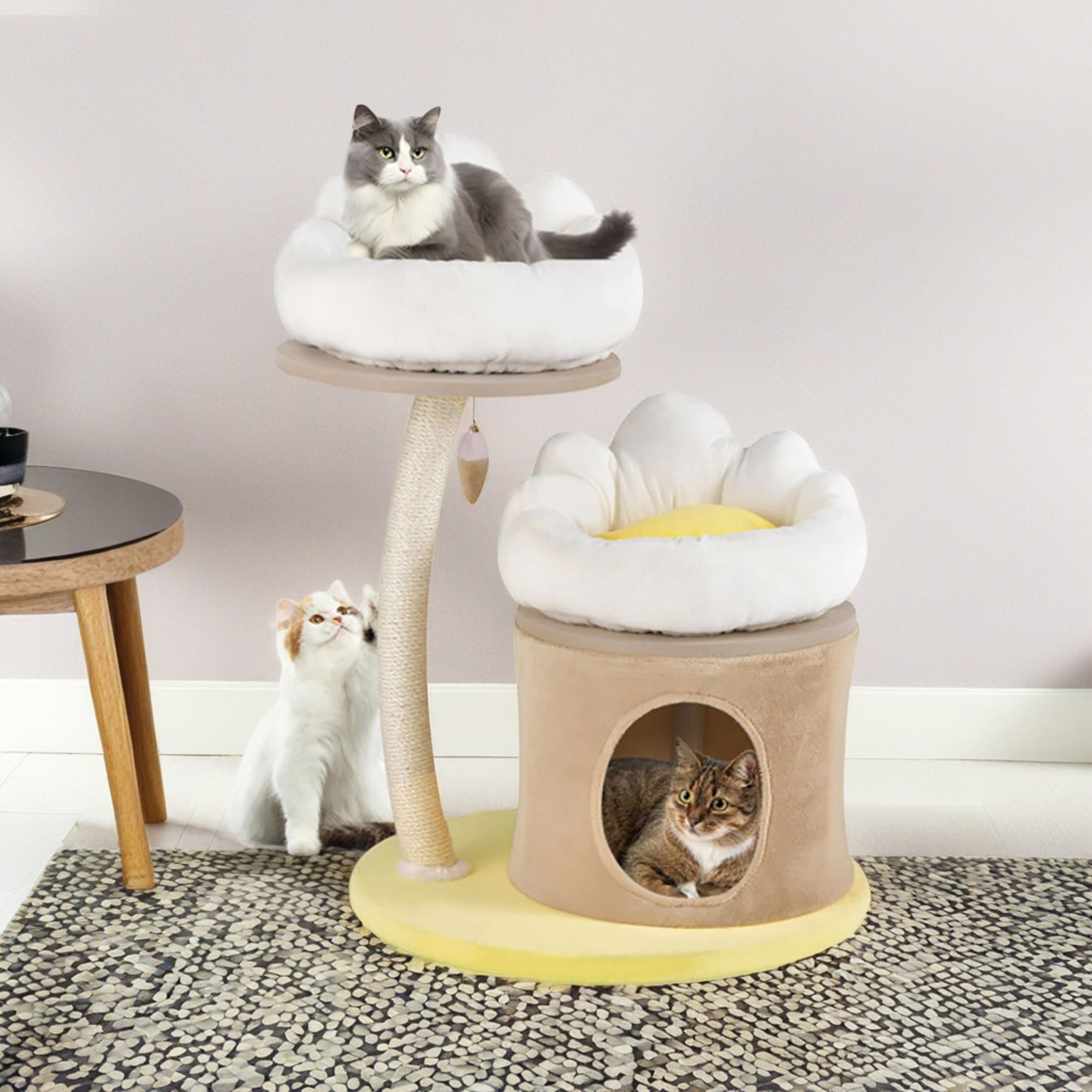 Pefilos 33" Modern Cat Tree Tower for Indoor Cats with Natural Sisal Scratching Posts, 2 Removable and Washable Perch for Kittens Climb Play, Rest, White Pefilos 33" Modern Cat Tree Tower for Indoor Cats with Natural Sisal Scratching Posts, 2 Removable and Washable Perch for Kittens Climb Play, Rest, White