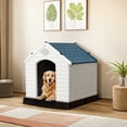 thumbnail image 1 of Pefilos 33" Outdoor Dog House, Sun Protection Pet Houses for Medium Dogs, Weatherproof Cat House with Ventilation System and Fastening Device, White, 1 of 10