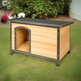 thumbnail image 1 of Pefilos 33" Outdoor Wood Dog Houses with Hinged Roof for Small Dogs, Weatherproof Pet Cat House, Removable Floor, Beige, 1 of 7
