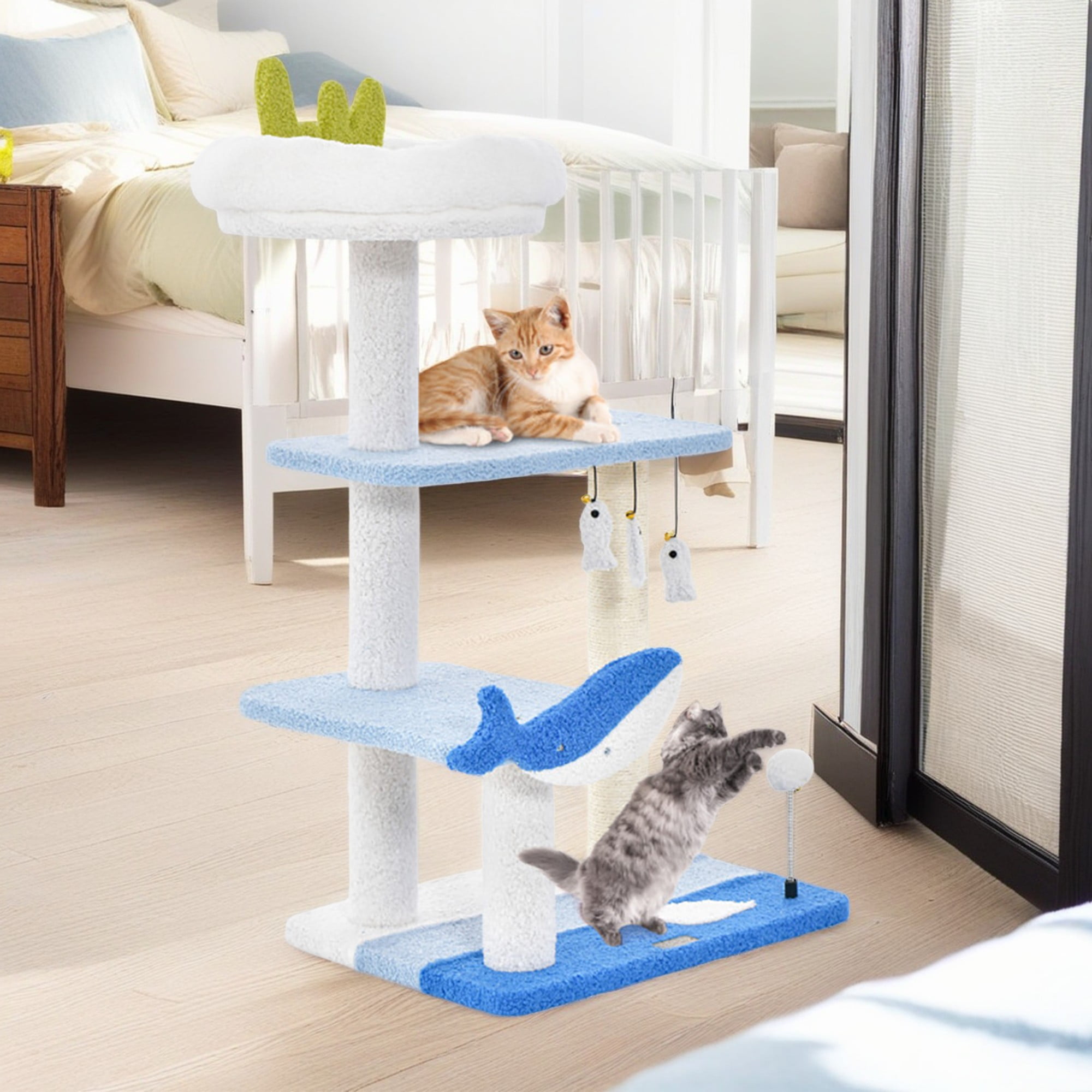 Pefilos 34" Cute Cat Tree for Indoor Cats, Ocean World Cat Tower with Sisal Scratching Posts, Plush Perches, Kitten Cat Tree Tower Activity Center, Blue Pefilos 34" Cute Cat Tree for Indoor Cats, Ocean World Cat Tower with Sisal Scratching Posts, Plush Perches, Kitten Cat Tree Tower Activity Center, Blue