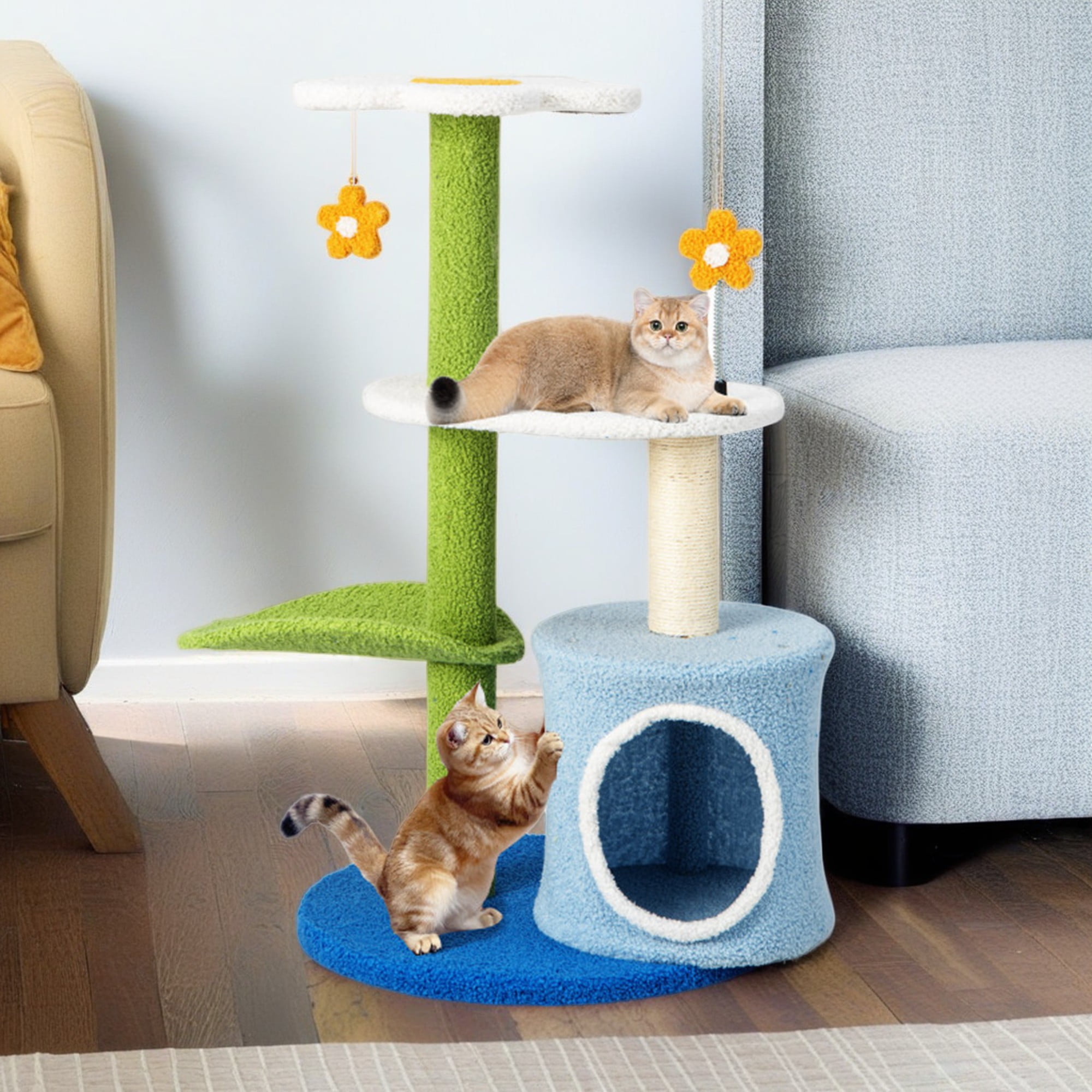 Pefilos 34" Cute Cat Tree Kitten Cat Tower for Indoor Cat Condo Sisal Scratching Posts with Jump Platform Cat Furniture Activity Center Play House, Blue Pefilos 34" Cute Cat Tree Kitten Cat Tower for Indoor Cat Condo Sisal Scratching Posts with Jump Platform Cat Furniture Activity Center Play House, Blue