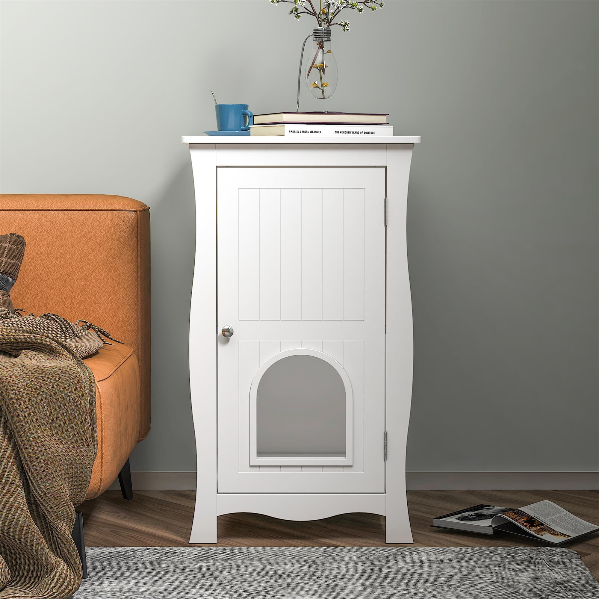 Pefilos 34" Two Layers Large Cat Litter Boxes, Hidden Cat House Furniture, Suitable for Bedroom, Living Room, Study and Other Spaces, White Pefilos 34" Two Layers Large Cat Litter Boxes, Hidden Cat House Furniture, Suitable for Bedroom, Living Room, Study and Other Spaces, White