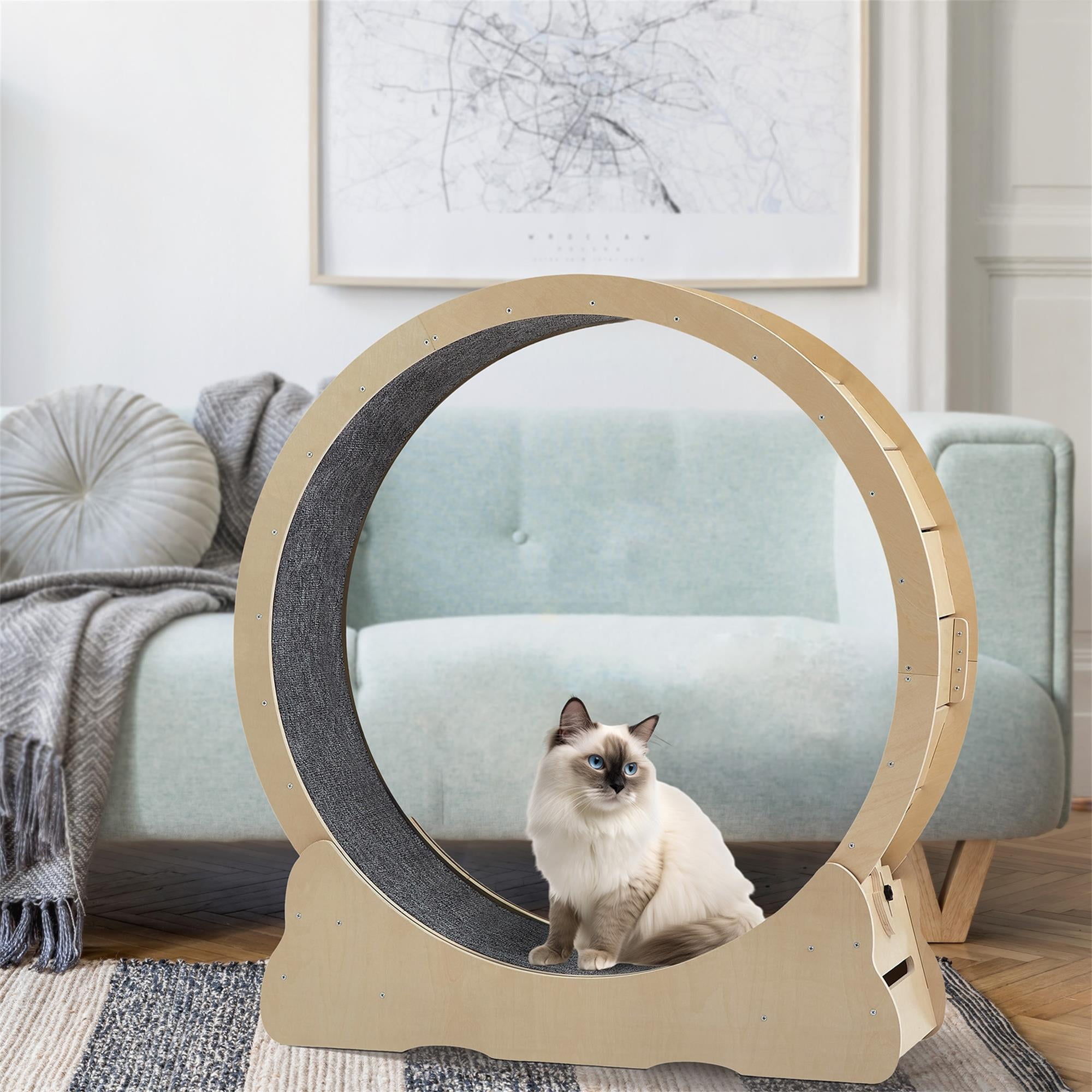 Pefilos 35" Cat Exercise Wheel for Indoor Cats, Cat Running Wheel with Carpeted Runway, Cat Sport Treadmill Wheel for Kitty’s Longer Life, Beige Pefilos 35" Cat Exercise Wheel for Indoor Cats, Cat Running Wheel with Carpeted Runway, Cat Sport Treadmill Wheel for Kitty’s Longer Life, Beige