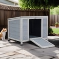 thumbnail image 1 of Pefilos 23" Outdoor Rabbit Hutch with Weatherproof Openable Top, Door Ramp, Wood Guinea Pig Habitat Cage Cat House Shelter, Gray, 1 of 7