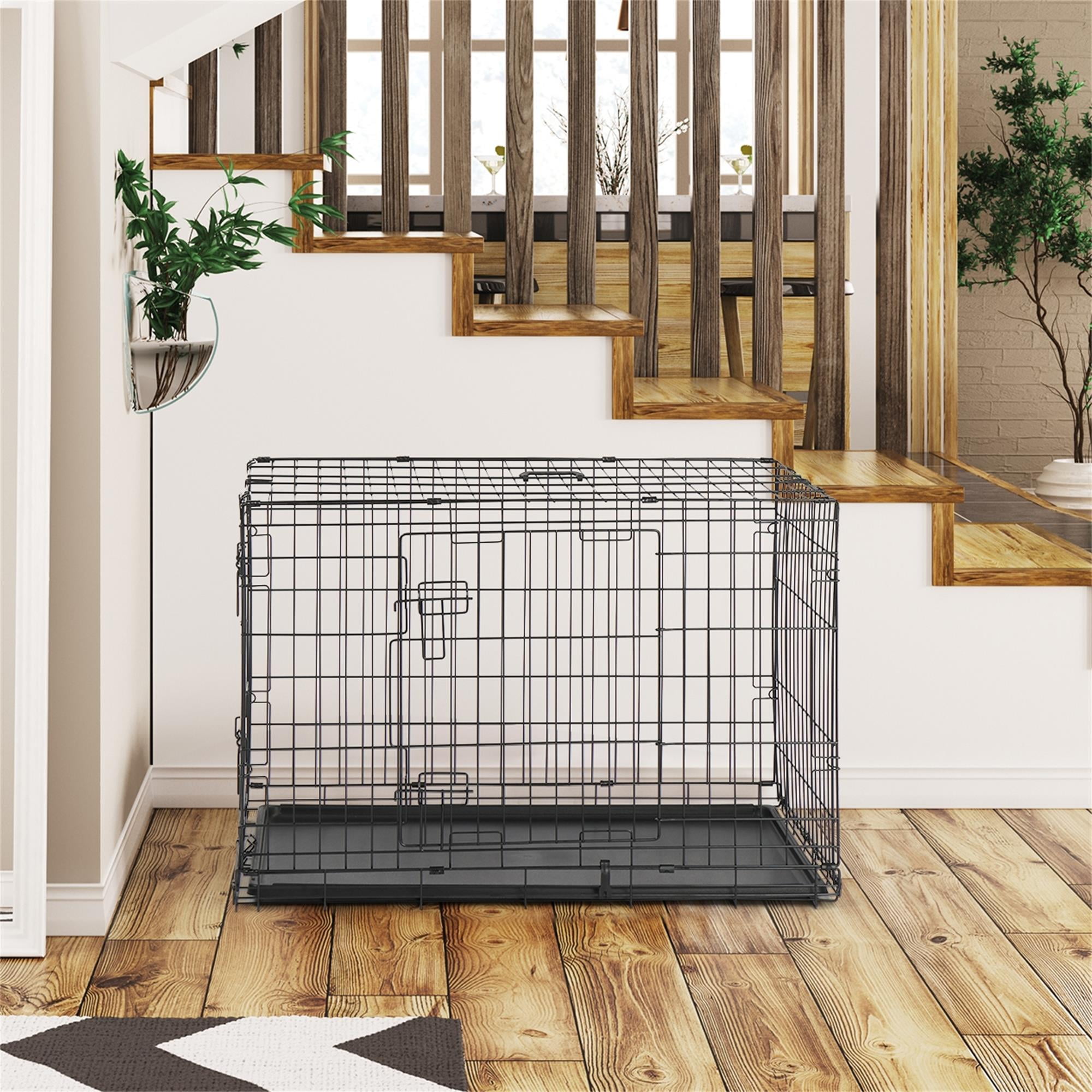 Pefilos 36" Dog Crate for Medium Pet Kennel Cat Folding Steel Animal Playpen Wire Metal, Black Pefilos 36" Dog Crate for Medium Pet Kennel Cat Folding Steel Animal Playpen Wire Metal, Black