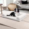 thumbnail image 1 of Pefilos 36" Egg-Foam Dog Bed with 3-Side Bolster, Pet Sofa Bed for Small Medium Dogs, Removable Washable Bed Cover Dog Crate Bed, Beige, 1 of 8