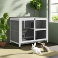 thumbnail image 1 of Pefilos 36" Indoor Rabbit Hutch with Wheels, Removable Tray and Openable Top, Wooden Bunny House Small Animal Habitat, Gray, 1 of 8