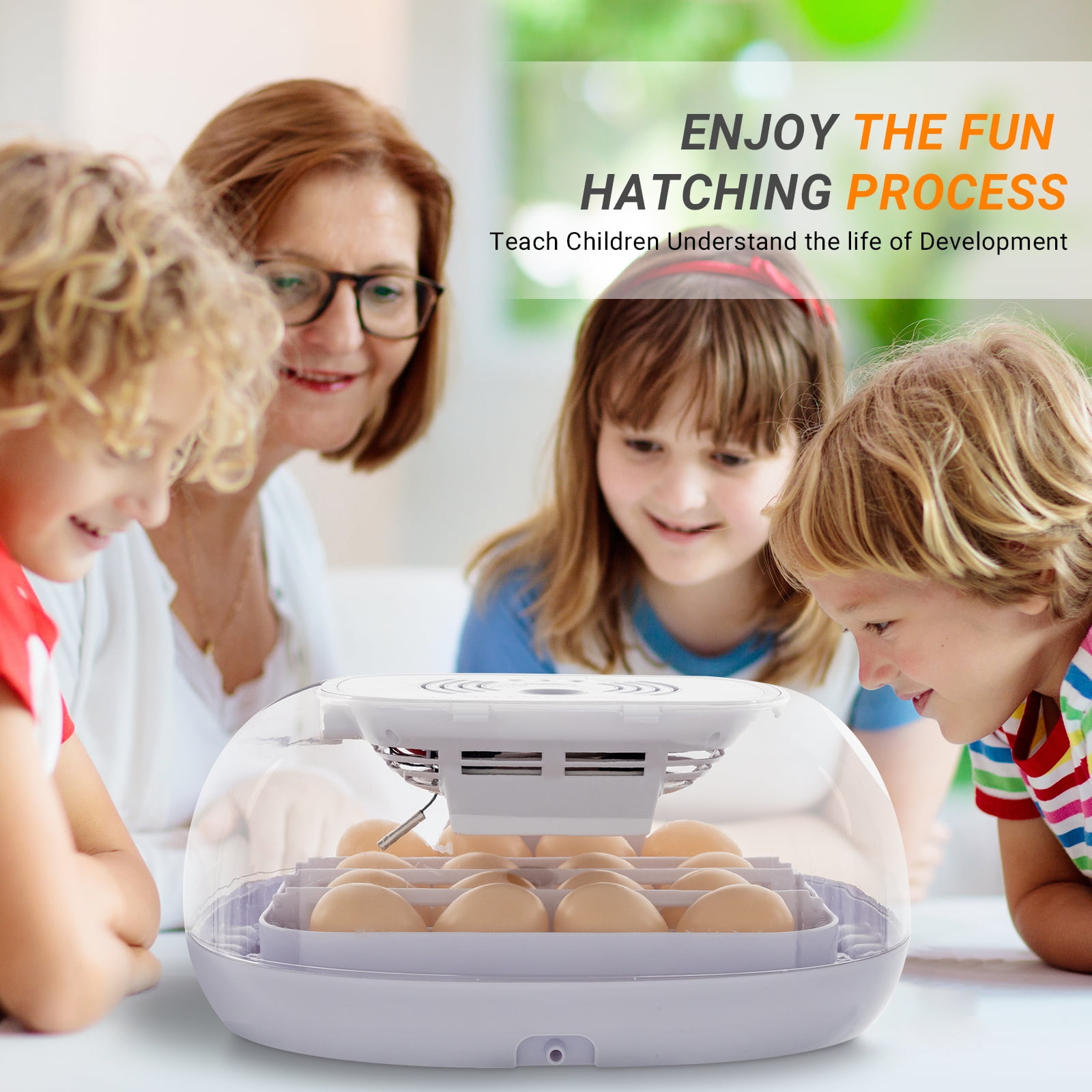 Pefilos 360 Degree View Egg Incubators for Hatching Eggs, 16 Eggs Incubator with Automatic Egg Turning, Egg Candler for Hatching Chicken Duck Quail Goose Birds, White