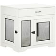 thumbnail image 1 of Pefilos 37" Dog Crate Furniture with Soft Water-Resistant Cushion, Drawer, Wooden Kennel Table, Indoor Dog House for Small Dogs, White, 1 of 11