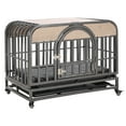 thumbnail image 1 of Pefilos 37in Heavy Duty Dog Crate, Furniture Style Dog Cage with Removable Trays and Wheels for High Anxiety Dogs, Gray, 1 of 11