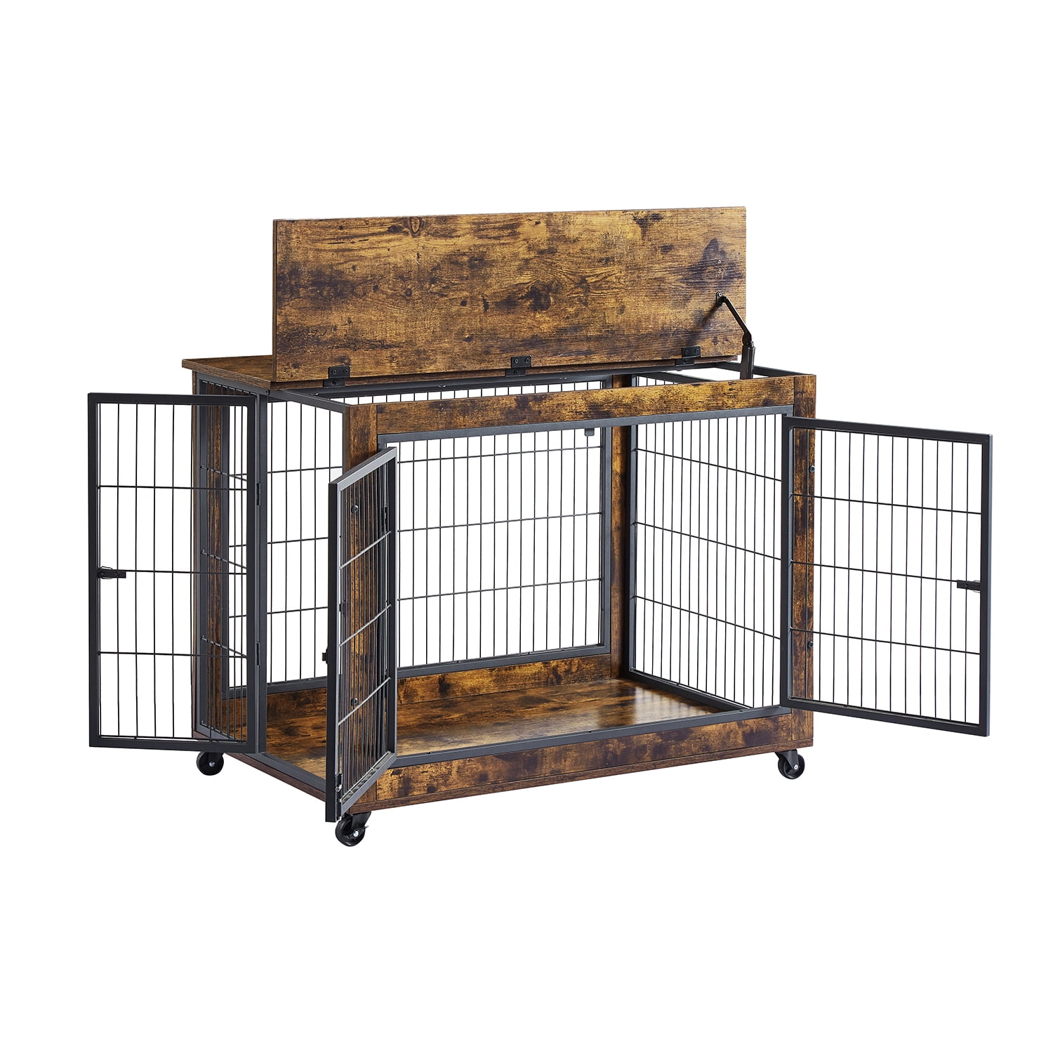 Pefilos 38" Dog Crates for Medium Dogs Furniture Wooden Dog Crate Table, Pet Cages for Small Animals Double-Doors Dog Furniture, Dog Crate for Large Dogs Indoor Dog Kennel, Dog House, Brown L Pefilos 38" Dog Crates for Medium Dogs Furniture Wooden Dog Crate Table, Pet Cages for Small Animals Double-Doors Dog Furniture, Dog Crate for Large Dogs Indoor Dog Kennel, Dog House, Brown L
