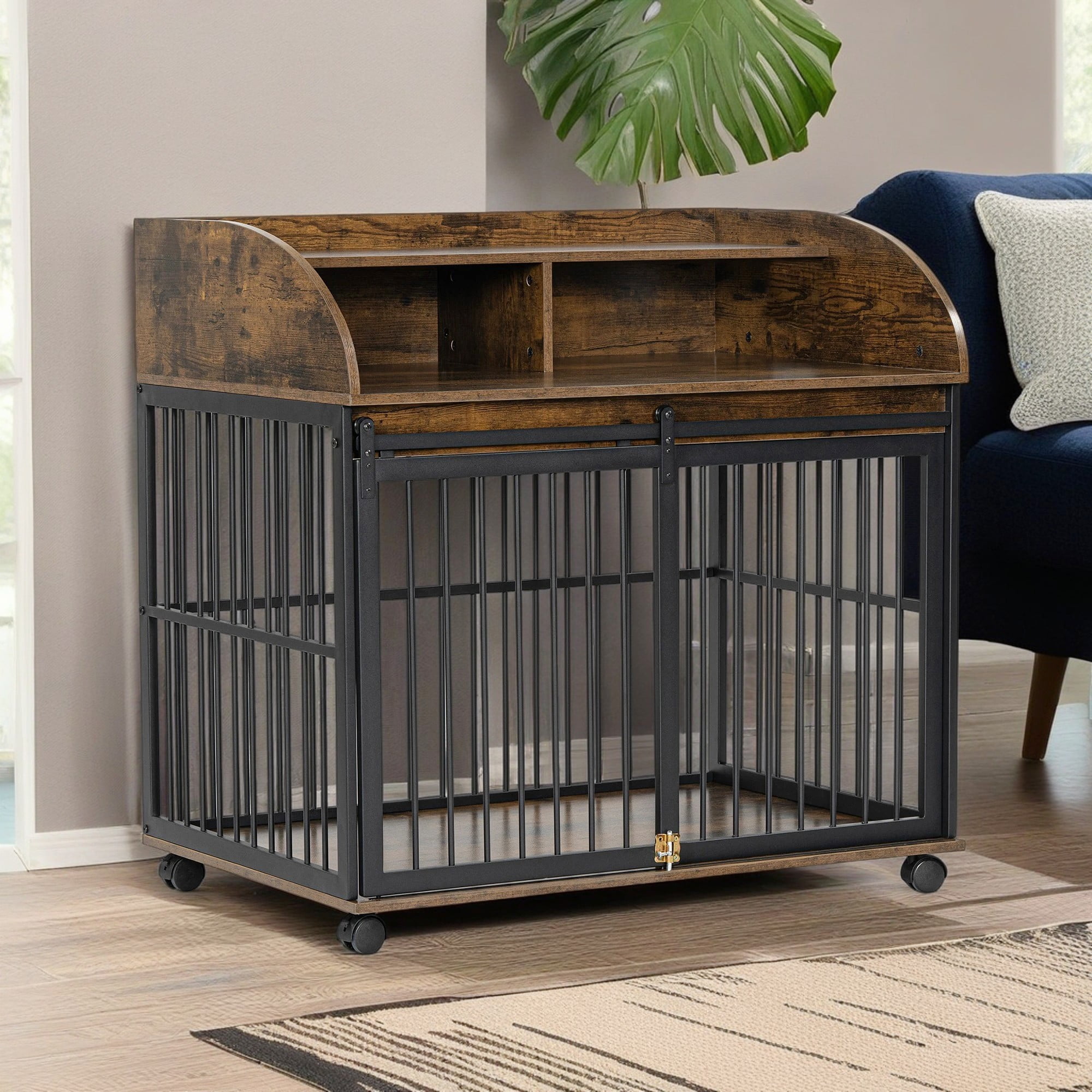 Pefilos 38" Heavy Duty Dog Crate Furniture with Drawers, Wood Dog Kennel for Indoor Dogs, Decorative Pet Crate Dog Cage, Brown Pefilos 38" Heavy Duty Dog Crate Furniture with Drawers, Wood Dog Kennel for Indoor Dogs, Decorative Pet Crate Dog Cage, Brown