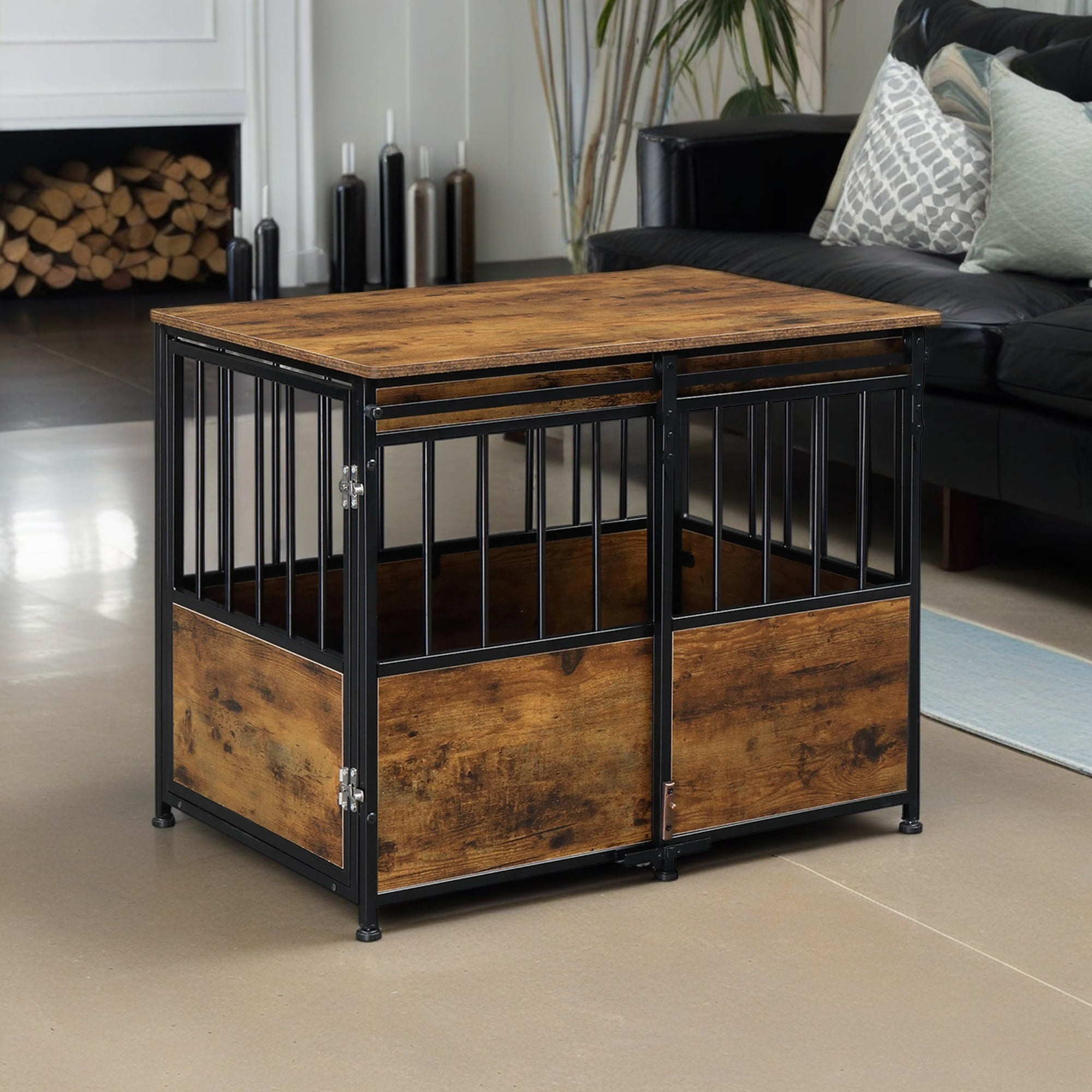 Pefilos 31" Heavy Duty Dog Crate for Large and Medium Dogs, Decorative Dog House End Table, Dog Cage Kennel Furniture Indoor, Brown Pefilos 31" Heavy Duty Dog Crate for Large and Medium Dogs, Decorative Dog House End Table, Dog Cage Kennel Furniture Indoor, Brown