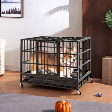 Picture of M optimized Dog Crate Double Door Cage, Kennel with Wheels Extra Large Crate Indoor for Large ...