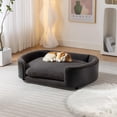 thumbnail image 1 of Pefilos 38" Pet Sofa for Indoors Dogs, Cat and Dog Bed with Solid Wood Legs and Black Bent Wood Back, Cashmere Cushion, Gray, 1 of 10