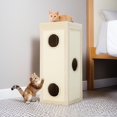 thumbnail image 1 of Pefilos 39" Cat House for Indoor Cats, Cat Condo Scratcher Furniture, Cat Cave Bed with Scratching Posts, 3 Hideaways, 4 Soft Plush Cushion, Beige, 1 of 12