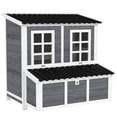 thumbnail image 1 of Pefilos 39" Large Chicken Coop Rabbit Hutch, Outdoor Wooden Poultry Cage Hen House with Nesting Box, Pull-Out Tray for Garden Backyard, Gray, 1 of 11